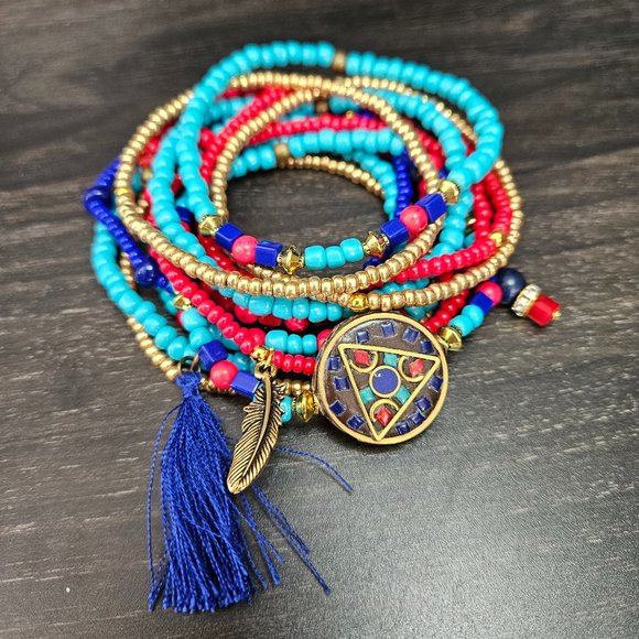 Multiple bohemian style bracelets - Picture 3 of 4